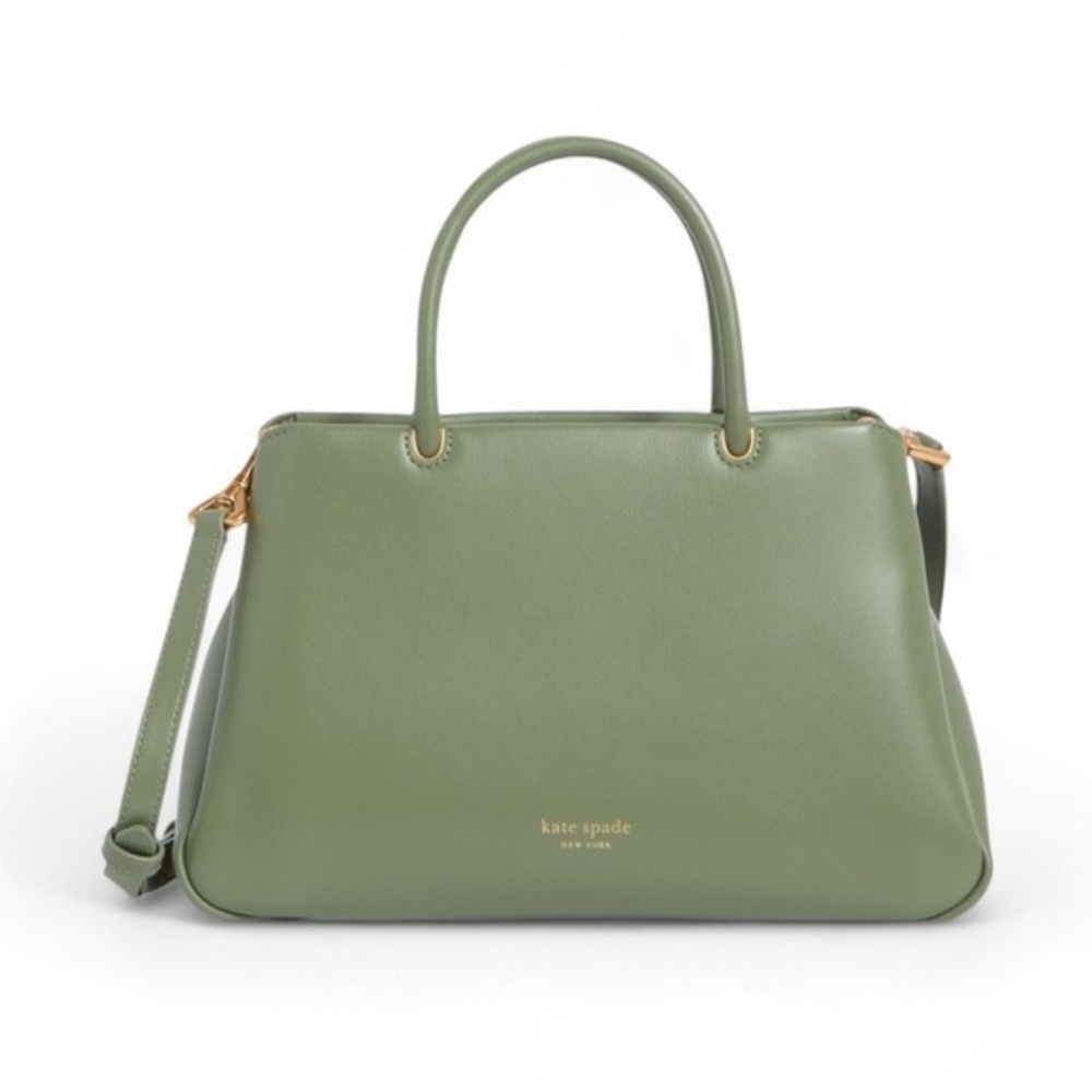 new Kate Spade Grace Fine Grain Leather Med Satchel -Cedar Stand-R$398